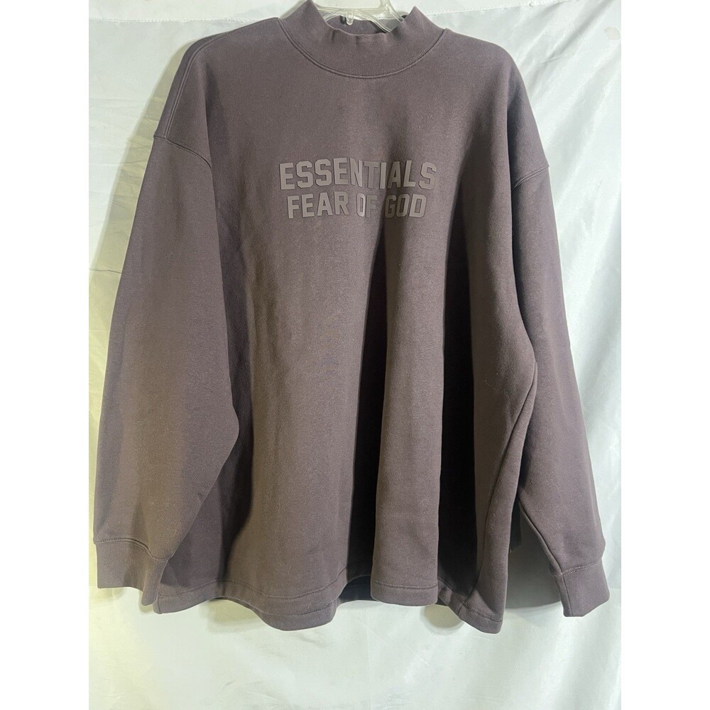 Essentials Fear of God Brown Relaxed Mock Neck Sweatshirt M Boxy Streetwear NWT
